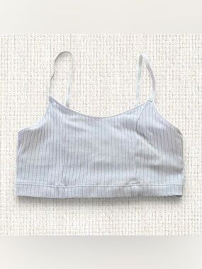 Aerie White Ribbed Sports Bra